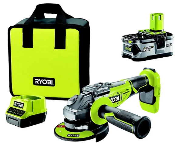 Castorama Meuleuse D’angle Ryobi ONE+ R18AG7-140S Brushless 125 Mm 18V – 4Ah Neuve avec étiquette 1